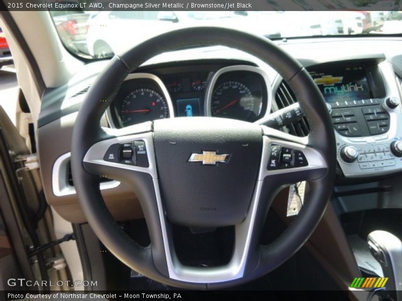 Champagne Silver Metallic / Brownstone/Jet Black 2015 Chevrolet Equinox LT AWD