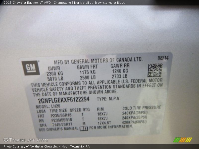 Champagne Silver Metallic / Brownstone/Jet Black 2015 Chevrolet Equinox LT AWD