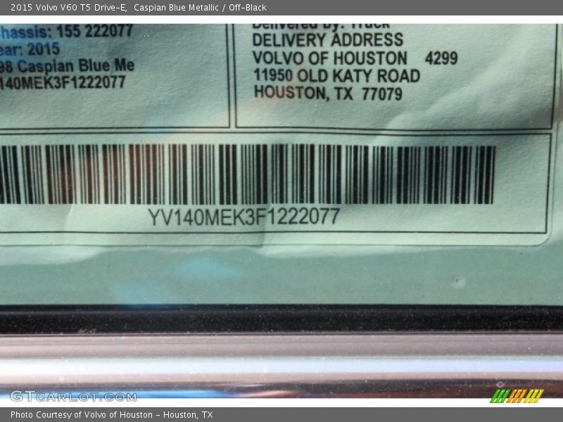 Caspian Blue Metallic / Off-Black 2015 Volvo V60 T5 Drive-E