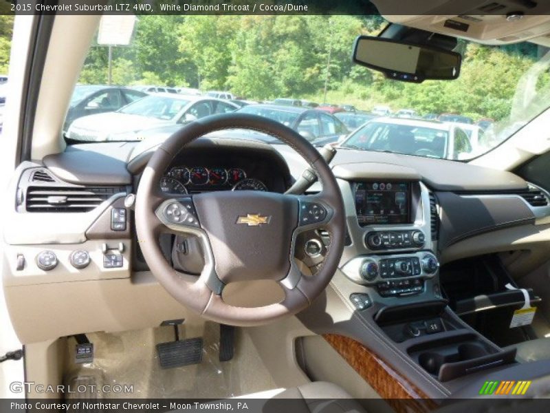 White Diamond Tricoat / Cocoa/Dune 2015 Chevrolet Suburban LTZ 4WD