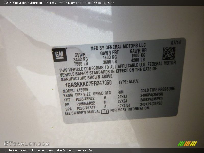 White Diamond Tricoat / Cocoa/Dune 2015 Chevrolet Suburban LTZ 4WD