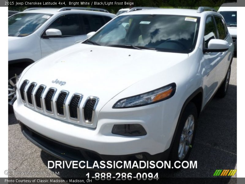 Bright White / Black/Light Frost Beige 2015 Jeep Cherokee Latitude 4x4