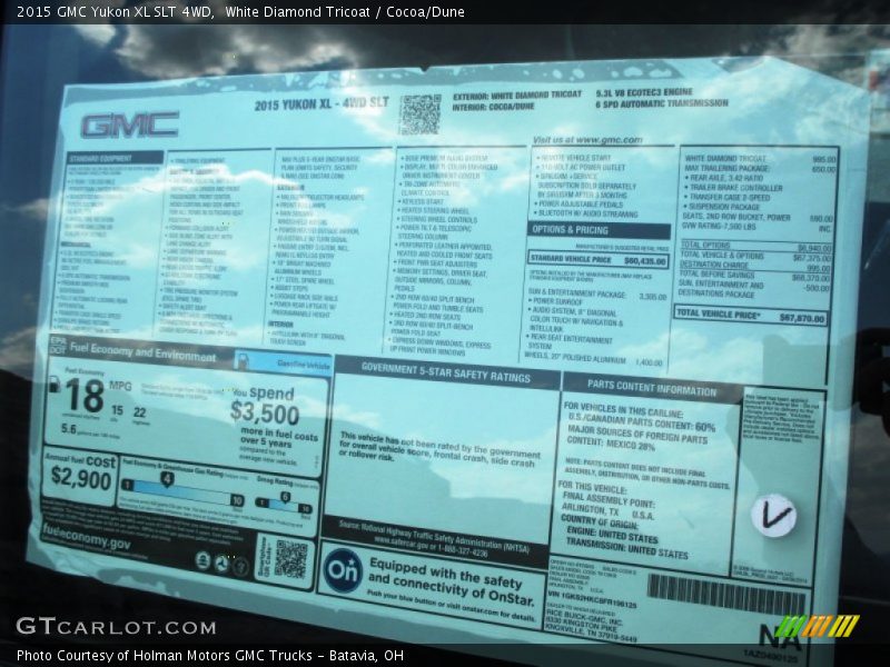  2015 Yukon XL SLT 4WD Window Sticker