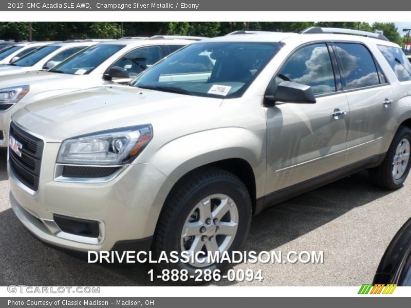 Champagne Silver Metallic / Ebony 2015 GMC Acadia SLE AWD