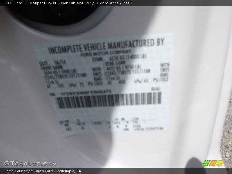 Oxford White / Steel 2015 Ford F350 Super Duty XL Super Cab 4x4 Utility