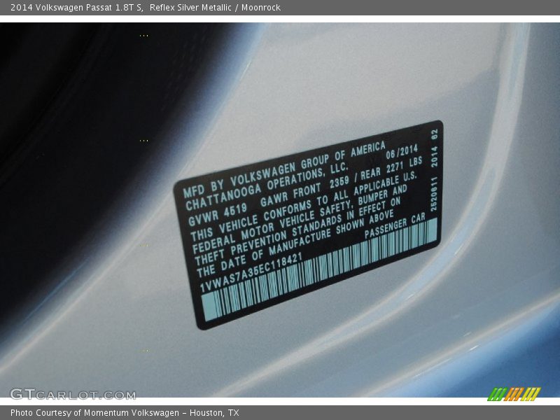 Reflex Silver Metallic / Moonrock 2014 Volkswagen Passat 1.8T S