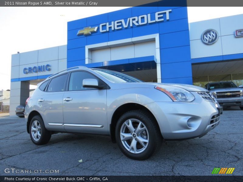 Silver Ice Metallic / Gray 2011 Nissan Rogue S AWD