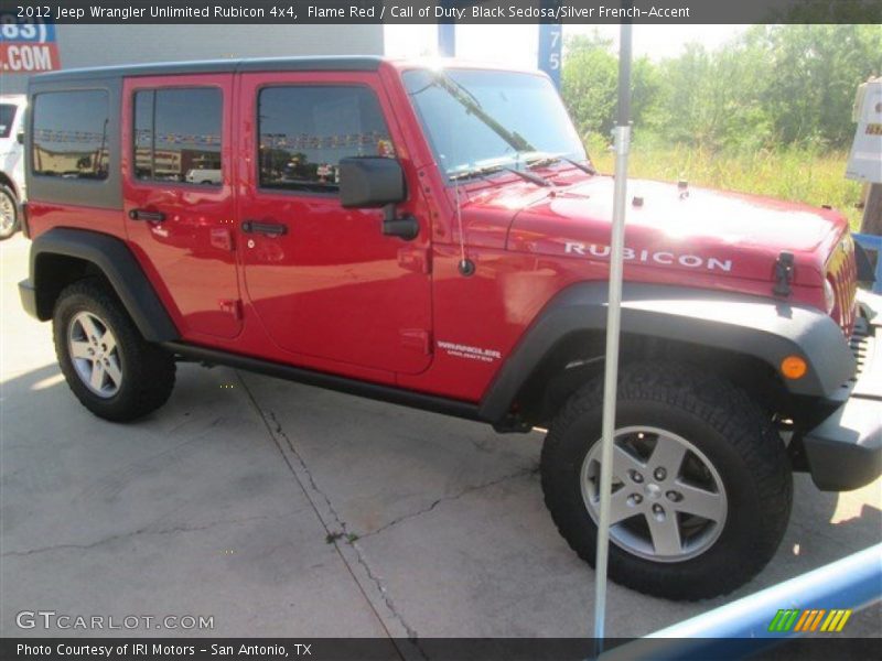 Flame Red / Call of Duty: Black Sedosa/Silver French-Accent 2012 Jeep Wrangler Unlimited Rubicon 4x4