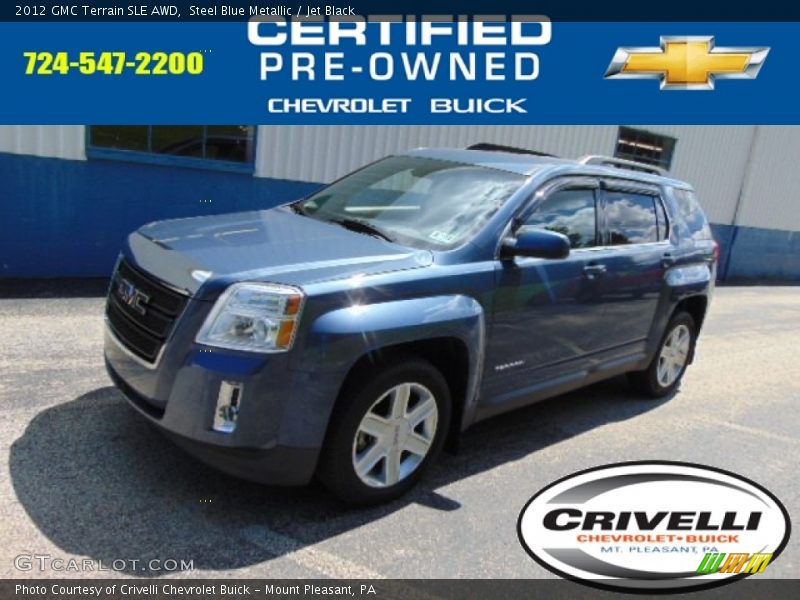 Steel Blue Metallic / Jet Black 2012 GMC Terrain SLE AWD