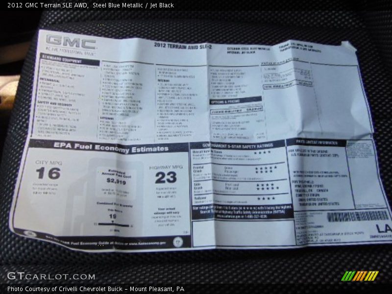 Steel Blue Metallic / Jet Black 2012 GMC Terrain SLE AWD