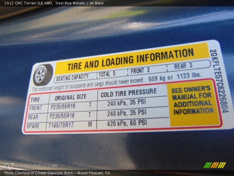 Steel Blue Metallic / Jet Black 2012 GMC Terrain SLE AWD