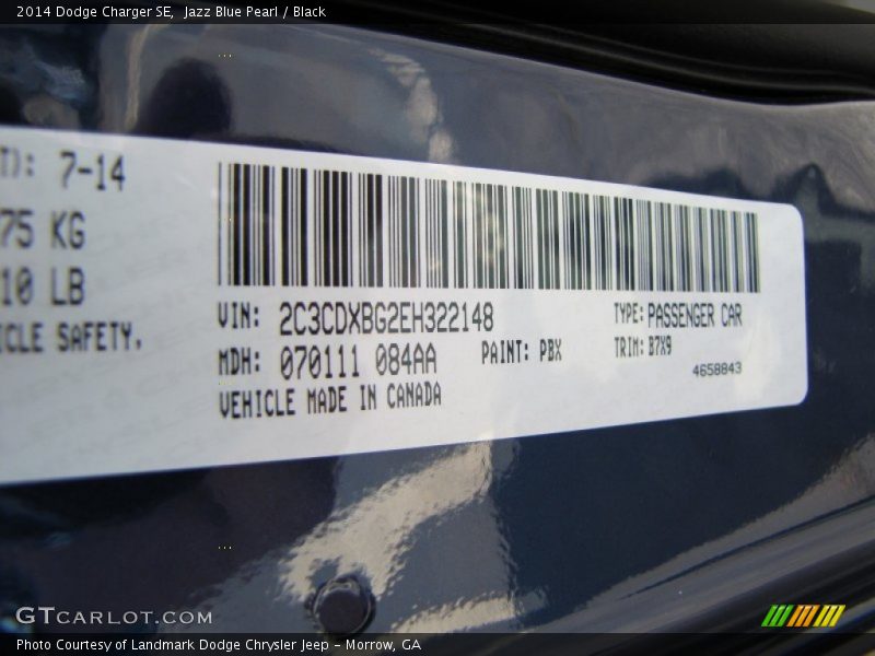 Jazz Blue Pearl / Black 2014 Dodge Charger SE