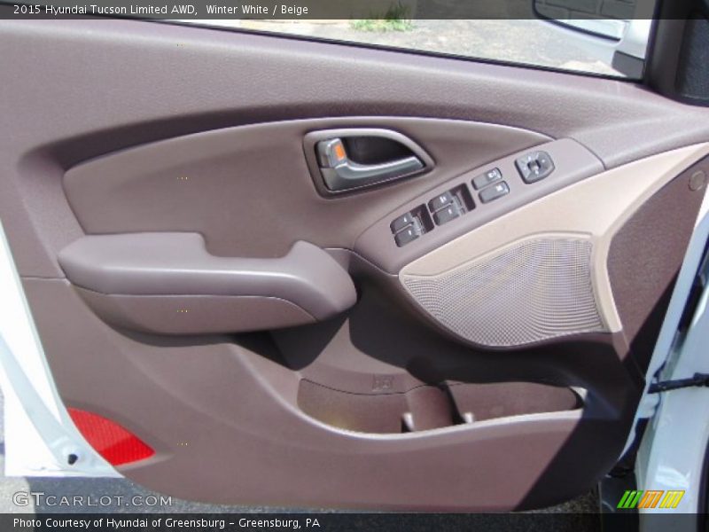 Winter White / Beige 2015 Hyundai Tucson Limited AWD