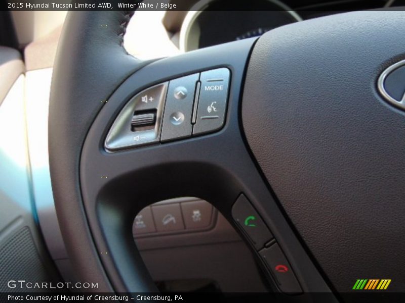 Winter White / Beige 2015 Hyundai Tucson Limited AWD
