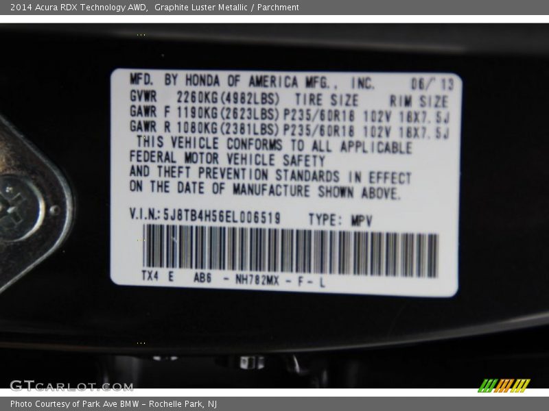 Graphite Luster Metallic / Parchment 2014 Acura RDX Technology AWD