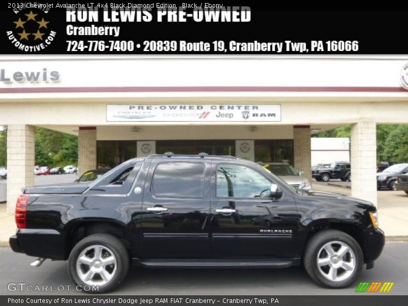 Black / Ebony 2013 Chevrolet Avalanche LT 4x4 Black Diamond Edition