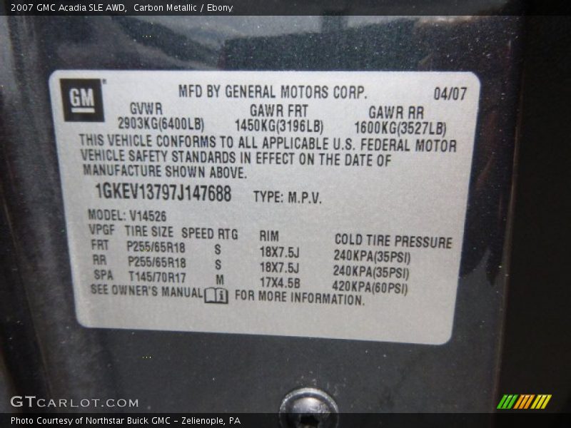 Carbon Metallic / Ebony 2007 GMC Acadia SLE AWD