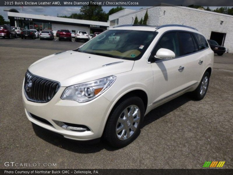 White Diamond Tricoat / Choccachino/Cocoa 2015 Buick Enclave Leather AWD