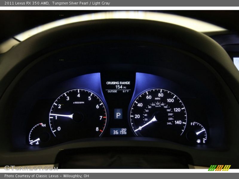 Tungsten Silver Pearl / Light Gray 2011 Lexus RX 350 AWD