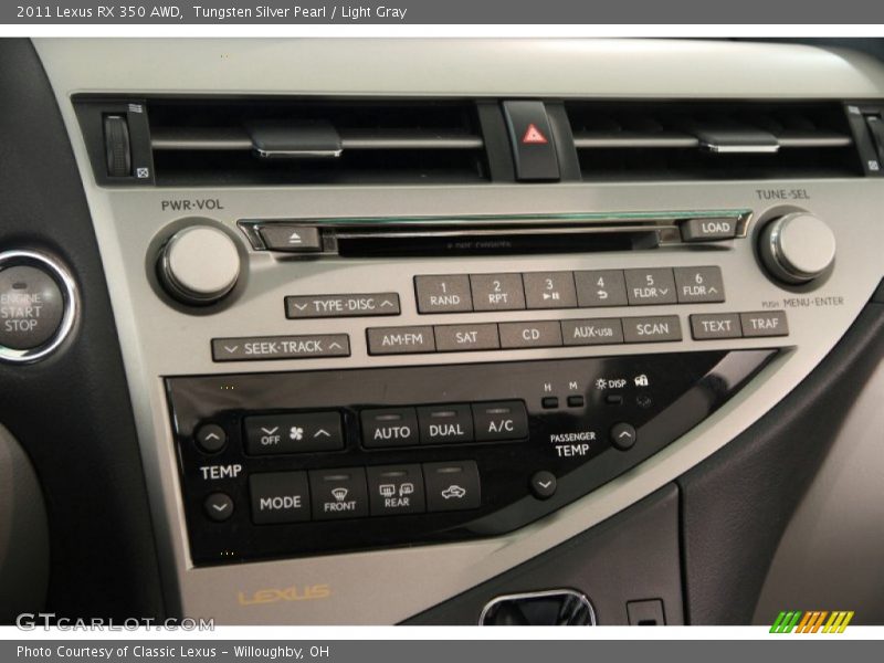 Tungsten Silver Pearl / Light Gray 2011 Lexus RX 350 AWD
