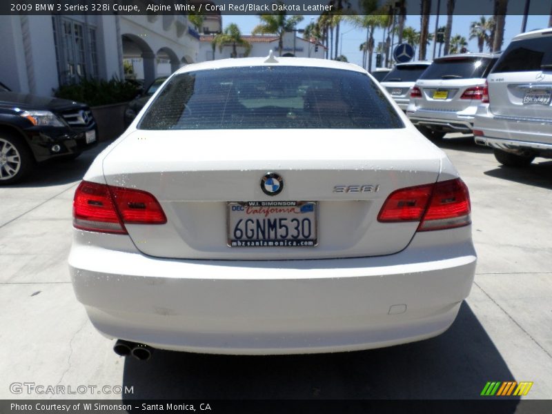 Alpine White / Coral Red/Black Dakota Leather 2009 BMW 3 Series 328i Coupe