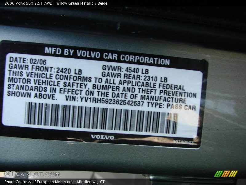 Willow Green Metallic / Beige 2006 Volvo S60 2.5T AWD