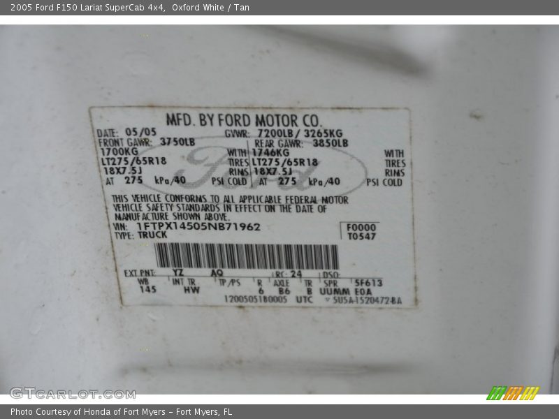 Oxford White / Tan 2005 Ford F150 Lariat SuperCab 4x4