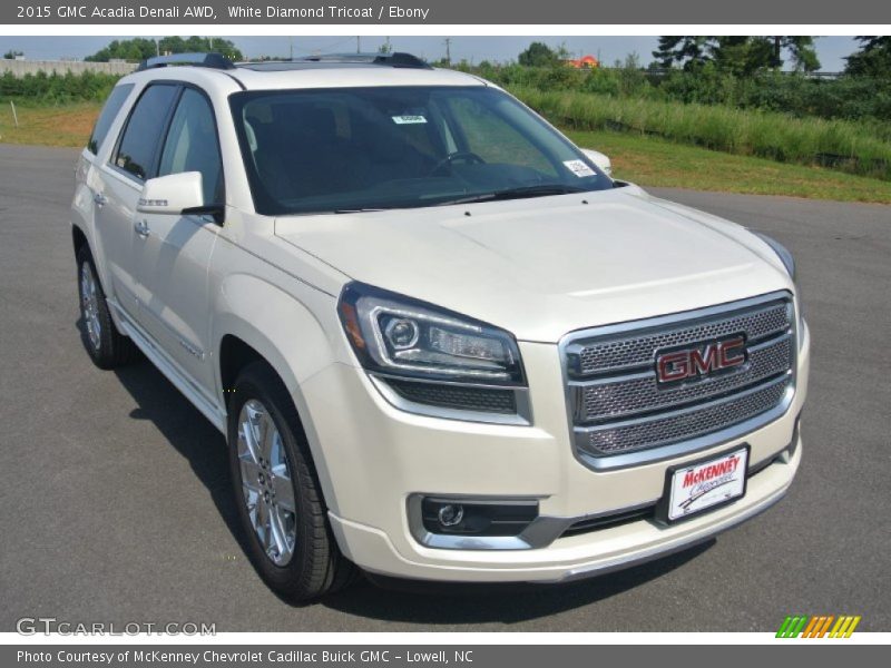 White Diamond Tricoat / Ebony 2015 GMC Acadia Denali AWD