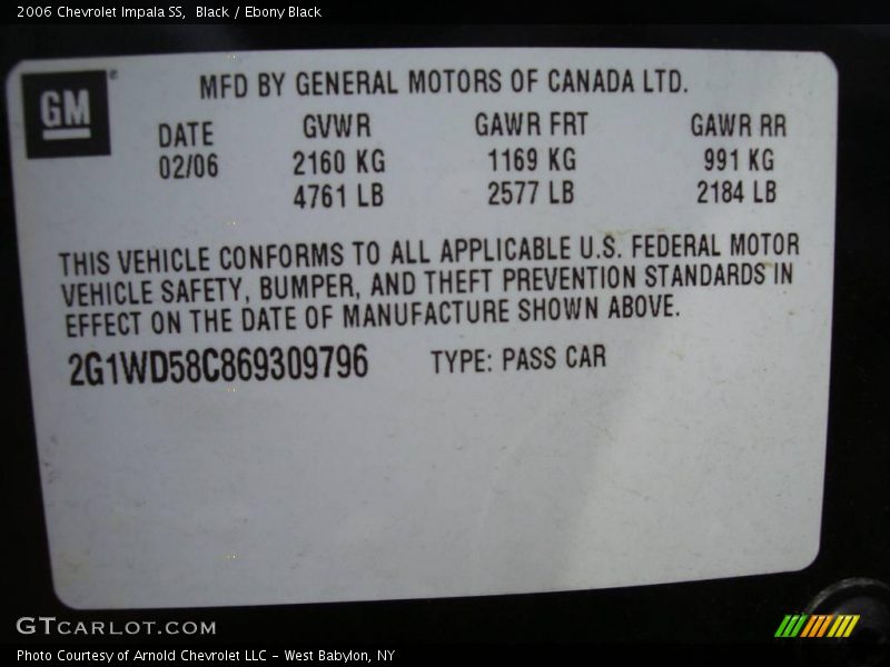Black / Ebony Black 2006 Chevrolet Impala SS