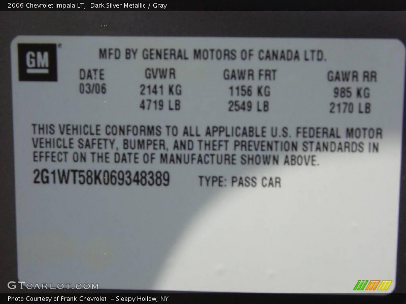 Dark Silver Metallic / Gray 2006 Chevrolet Impala LT
