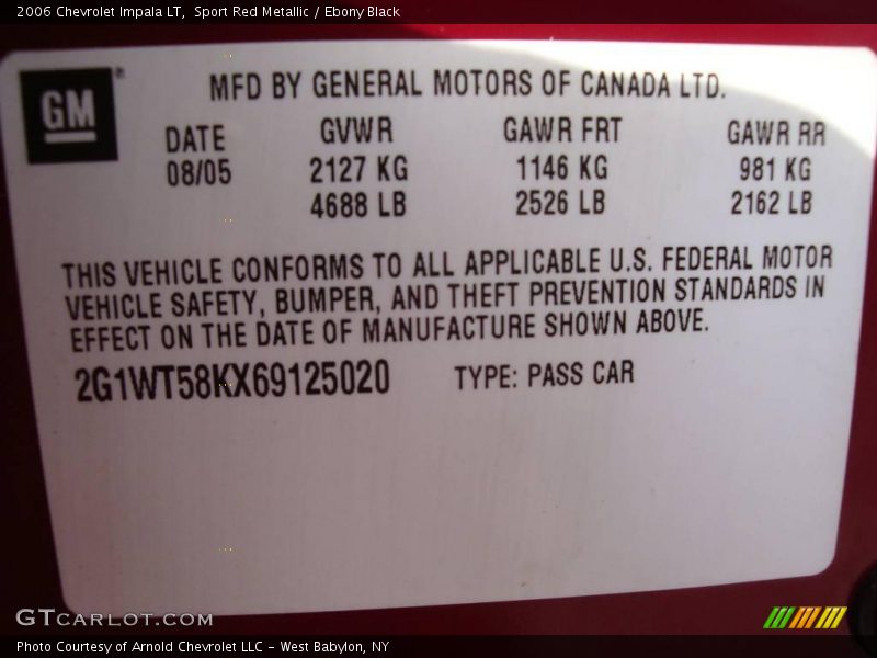 Sport Red Metallic / Ebony Black 2006 Chevrolet Impala LT
