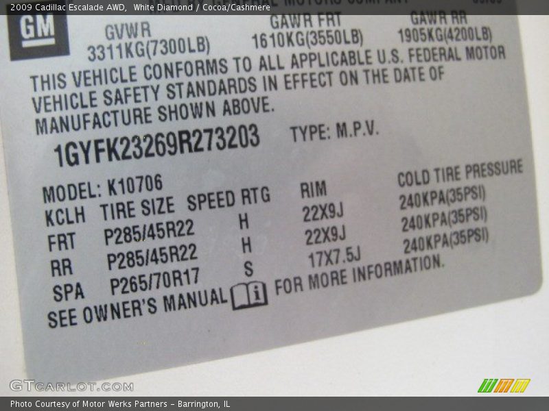 White Diamond / Cocoa/Cashmere 2009 Cadillac Escalade AWD