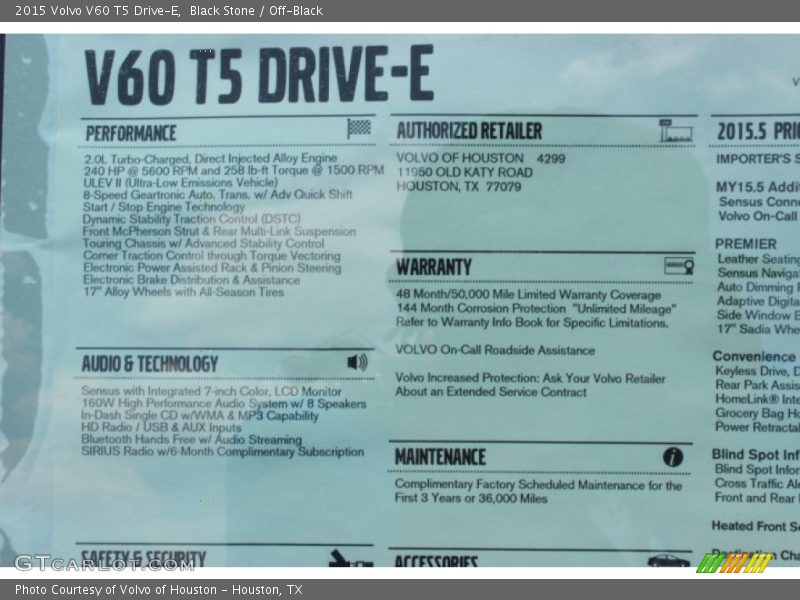 Black Stone / Off-Black 2015 Volvo V60 T5 Drive-E