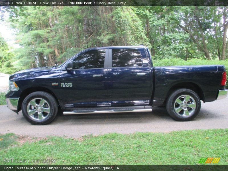 True Blue Pearl / Black/Diesel Gray 2013 Ram 1500 SLT Crew Cab 4x4