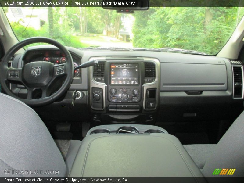 True Blue Pearl / Black/Diesel Gray 2013 Ram 1500 SLT Crew Cab 4x4