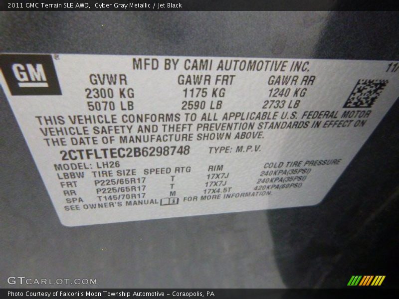 Cyber Gray Metallic / Jet Black 2011 GMC Terrain SLE AWD