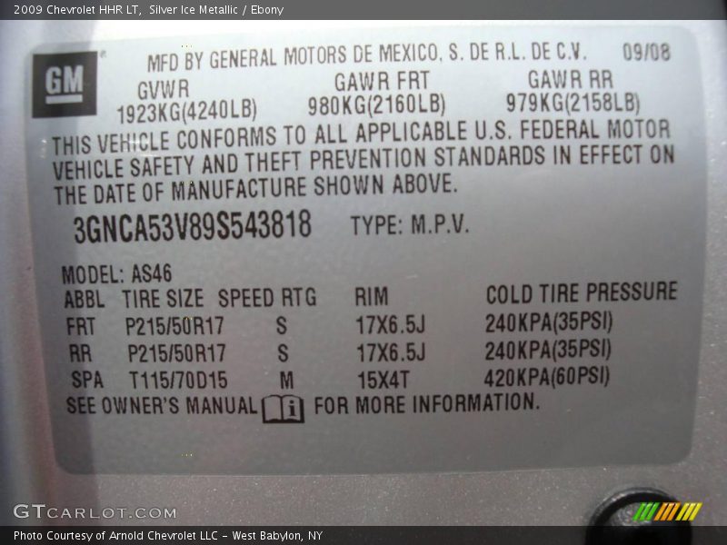 Silver Ice Metallic / Ebony 2009 Chevrolet HHR LT