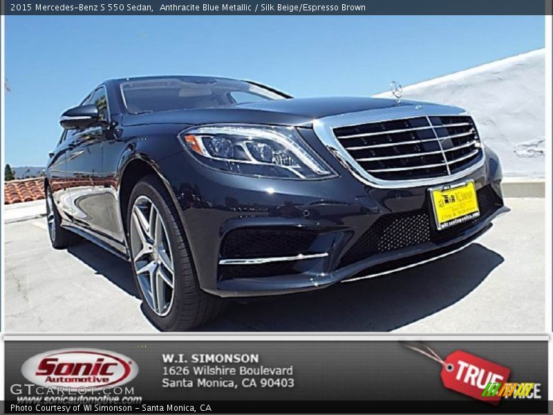 Anthracite Blue Metallic / Silk Beige/Espresso Brown 2015 Mercedes-Benz S 550 Sedan
