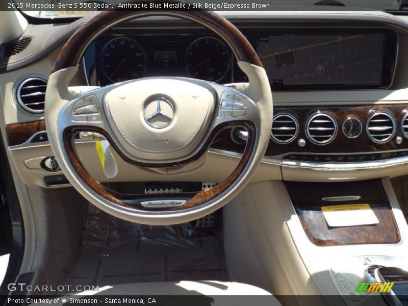 Anthracite Blue Metallic / Silk Beige/Espresso Brown 2015 Mercedes-Benz S 550 Sedan