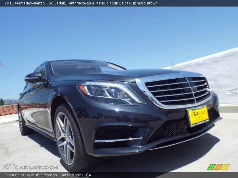 Anthracite Blue Metallic / Silk Beige/Espresso Brown 2015 Mercedes-Benz S 550 Sedan