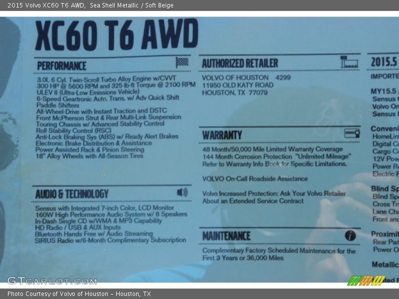 Sea Shell Metallic / Soft Beige 2015 Volvo XC60 T6 AWD