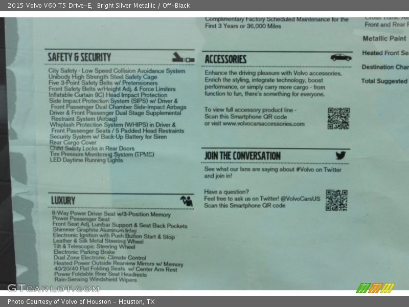 Bright Silver Metallic / Off-Black 2015 Volvo V60 T5 Drive-E