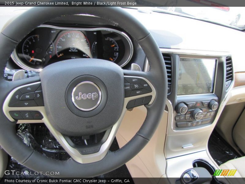 Bright White / Black/Light Frost Beige 2015 Jeep Grand Cherokee Limited