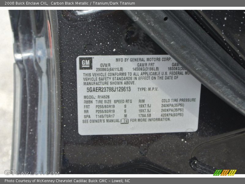 Carbon Black Metallic / Titanium/Dark Titanium 2008 Buick Enclave CXL