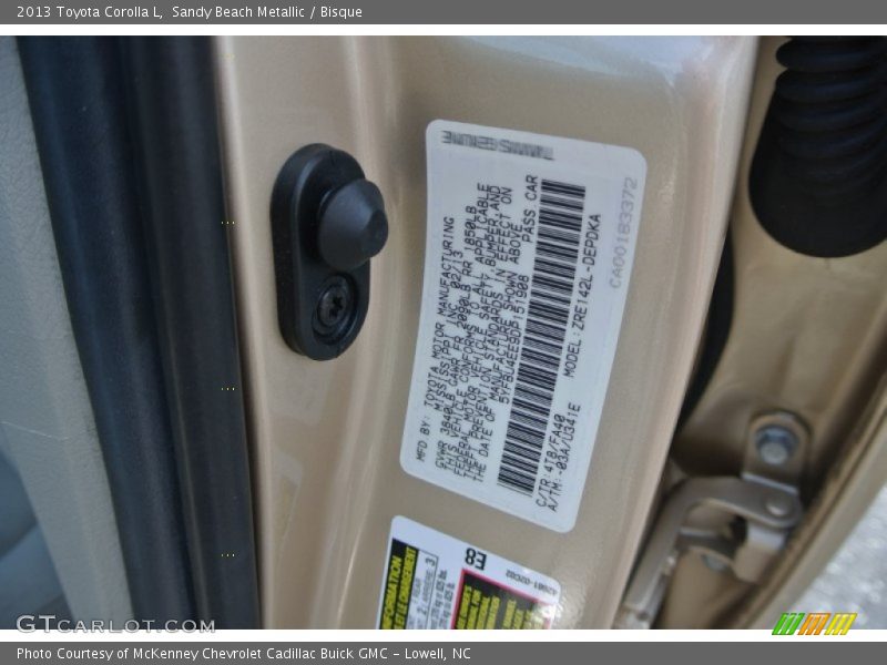 Sandy Beach Metallic / Bisque 2013 Toyota Corolla L