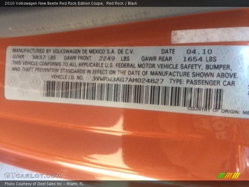 Red Rock / Black 2010 Volkswagen New Beetle Red Rock Edition Coupe