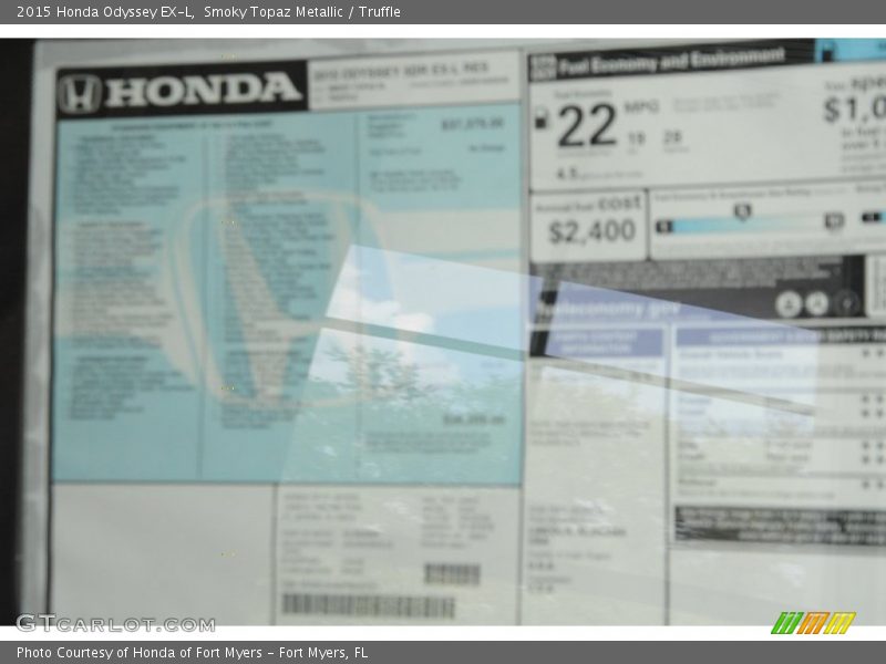 Smoky Topaz Metallic / Truffle 2015 Honda Odyssey EX-L