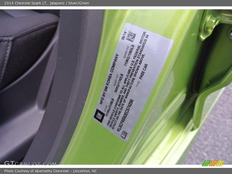 Jalapeno / Silver/Green 2014 Chevrolet Spark LT
