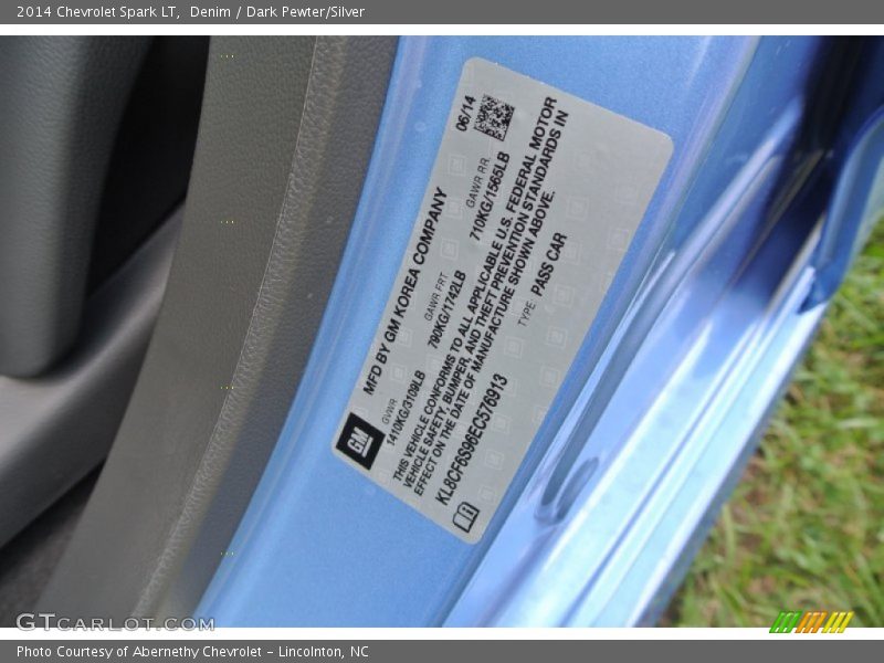 Denim / Dark Pewter/Silver 2014 Chevrolet Spark LT