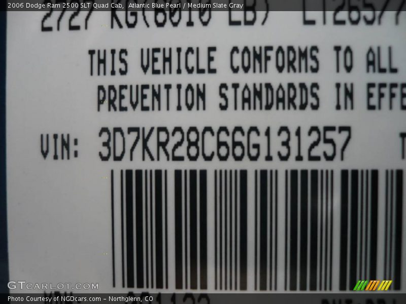 Atlantic Blue Pearl / Medium Slate Gray 2006 Dodge Ram 2500 SLT Quad Cab